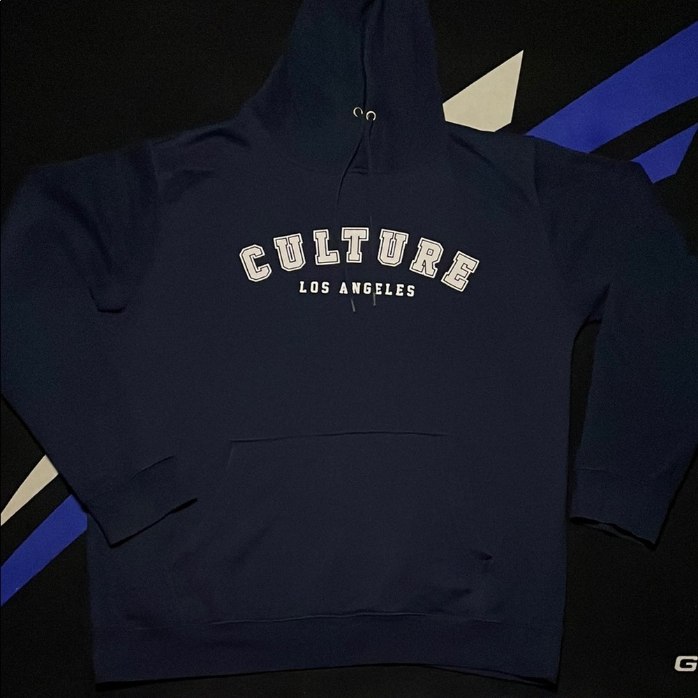 Navy Blue Hoodie Culture Los Angeles Print
